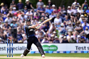 Brendon McCullum of New Zealand plays a shot during the first one-day international cricket match between New Zealand and Sri Lanka at Hagley Park in Christchurch on December 26, 2015. AFP PHOTO / MARTY MELVILLE / AFP / Marty Melville
