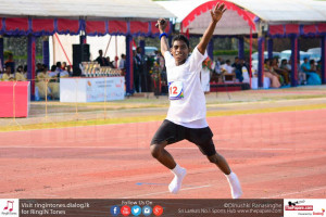 Celebration by an athlete of the Western Province Special Education Team after the 4x100m event