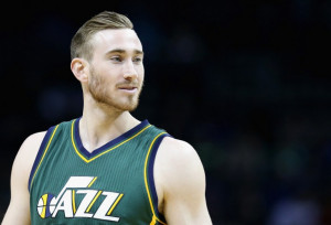 CHARLOTTE, NC - JANUARY 18: Gordon Hayward #20 of the Utah Jazz watches on during their game against the Charlotte Hornets at Time Warner Cable Arena on January 18, 2016 in Charlotte, North Carolina. NOTE TO USER: User expressly acknowledges and agrees that, by downloading and or using this photograph, User is consenting to the terms and conditions of the Getty Images License Agreement. Streeter Lecka/Getty Images/AFP