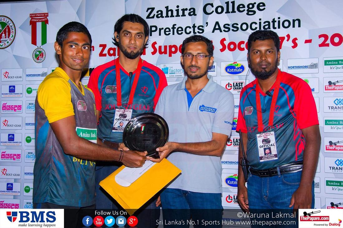 12th Zahira Super 16 Soccer 7's 2016 - Zahira College Grounds - 08/10/2016 Plate championship trophy collected by Royal captain Chathura Avishka.