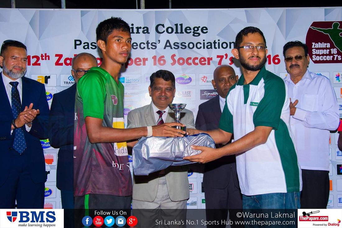 12th Zahira Super 16 Soccer 7's 2016 - Zahira College Grounds - 08/10/2016 Most valuable player Shafran Satha