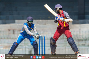 Minod Bhanuka completes a stumping in the SLC premier league fixture against NCC