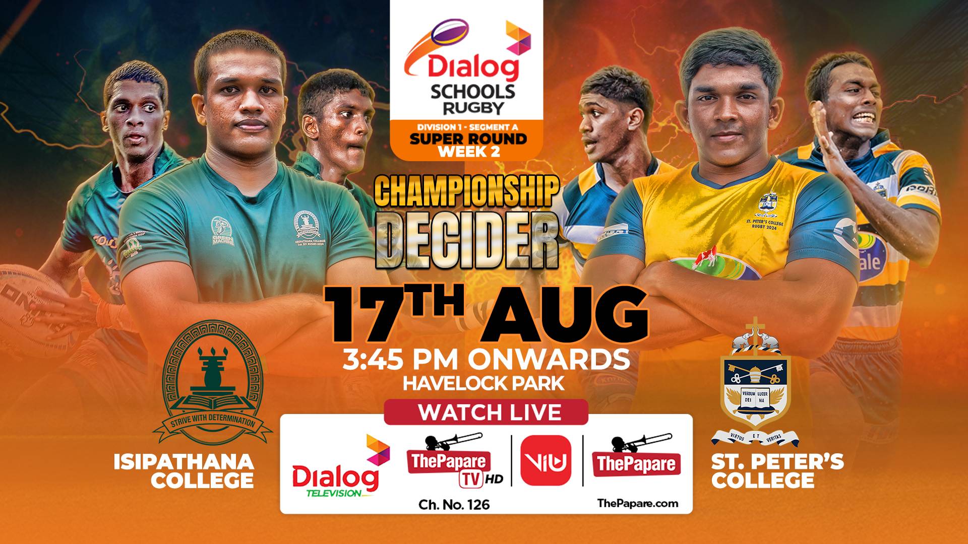 REPLAY – Isipathana College vs St. Peter's College | Dialog Schools ...