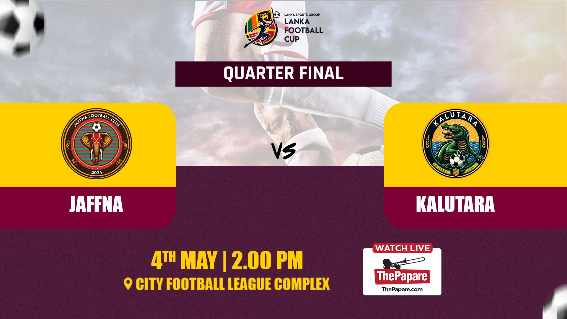 REPLAY Jaffna vs Kalutara 1st QF Lanka Football Cup 2024