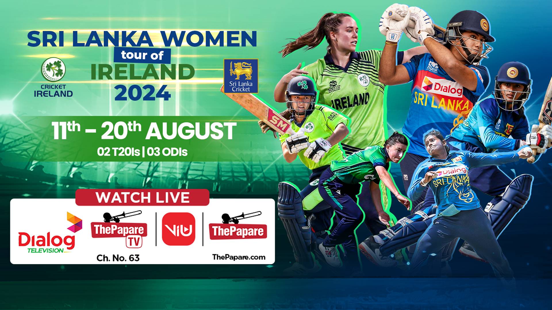 LIVE Sri Lanka Women’s tour of Ireland 2024 1st T20I