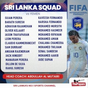 Sri Lanka squad for the November Friendlies