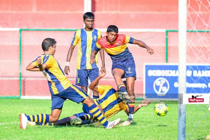 Shaan Althaf scored a goal as Trinity defeated Royal 2-0 in their Annual Football Encounter 2024